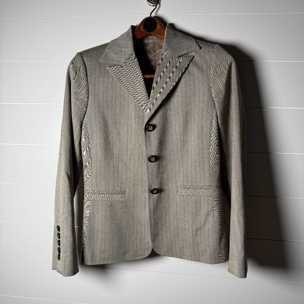 Austin Reed Ladies Vintage (3) Button Luxury Blazer Size 4, Brown Herringbone